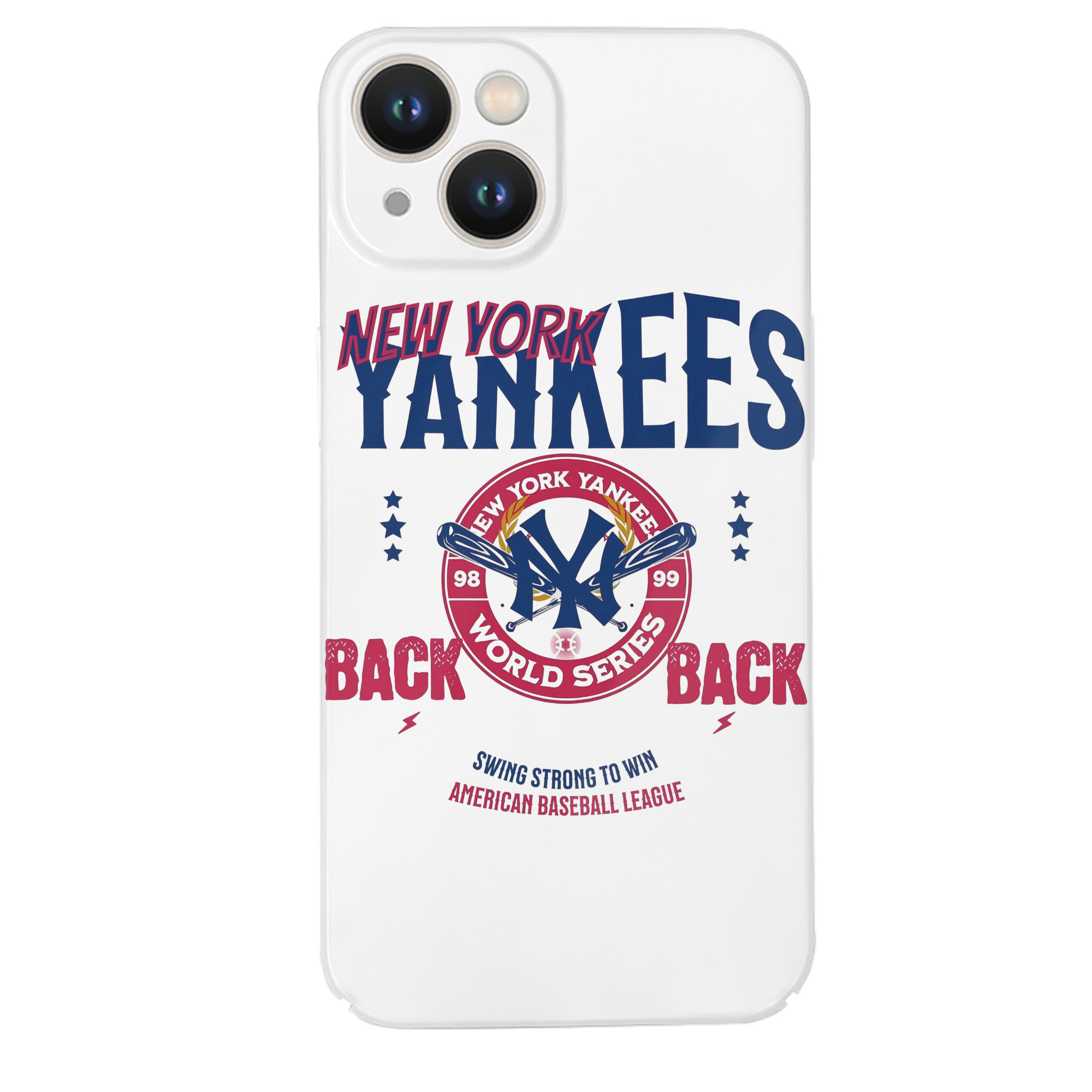 New York Yankees WS Back 2 Back 98-99 IPhone 14 Series Full-Cover Hard Case – Shockproof With Raised Camera Protection – Precise Cutouts, Wireless Charging Compatible – Durable, Anti-Yellowing, Easy To Clean